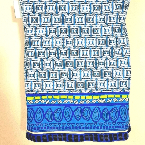 Tank Top Blue Mini Sundress Or Tunic Stretch Geometric Print New - Picture 6 of 7